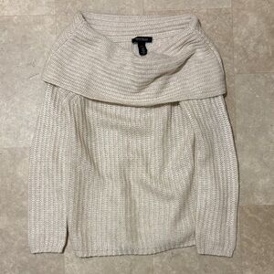 White House Black Market Off-the-Shoulder Cream Sweater